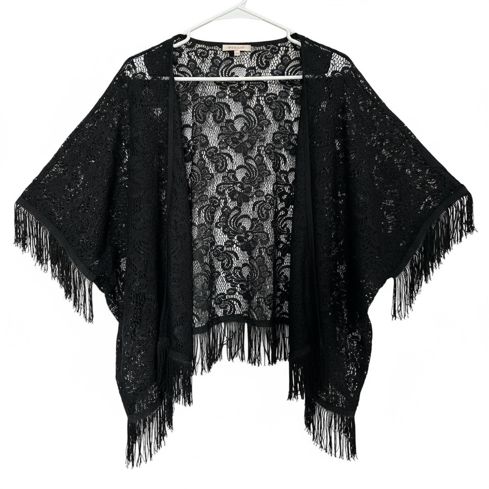 Black Lace Fringe Kimono